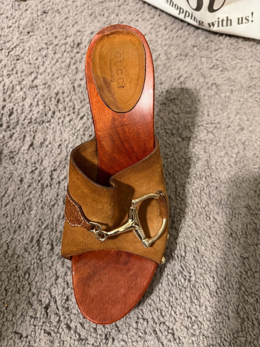 Women’s Gucci Brown Suede Horsebit Mule Sandals with Gold Hardware - Picture 10 of 10